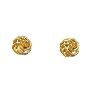 Small Goldtone Post Pierced Earrings Knot .4 Inch Knot